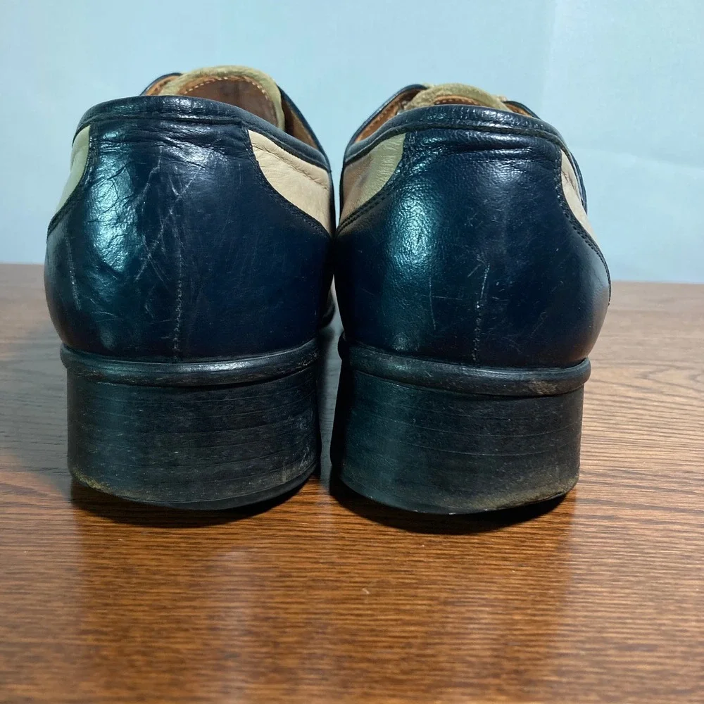 1970s Two Tone Platform Disco Italian Derbies Double Wingtip Chunky Womens 6.5 W